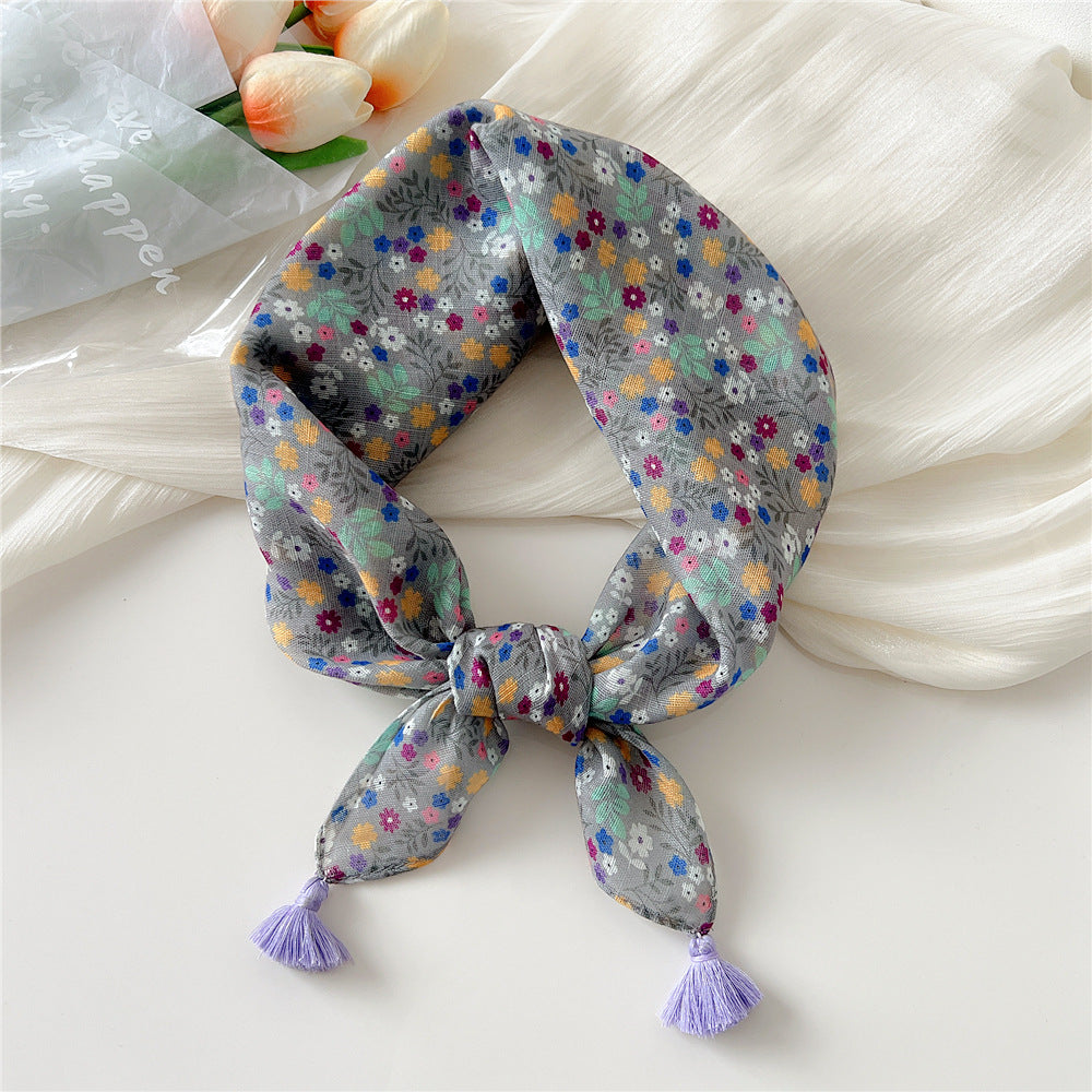 Women's Linen Small Square Towel Neck Decorative Scarfs