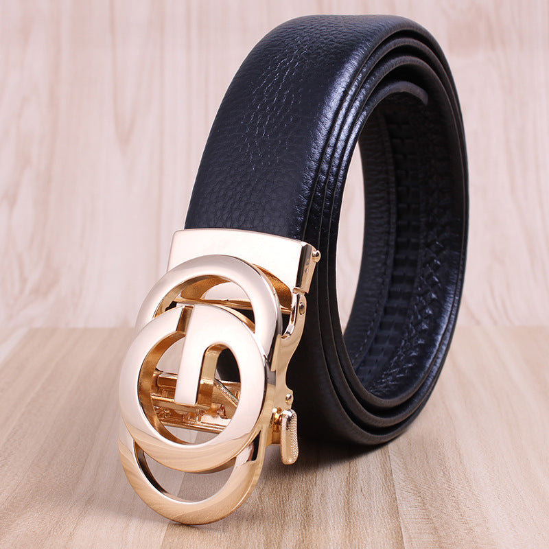 Men's First Layer Cow Leather Automatic Buckle Casual Belts