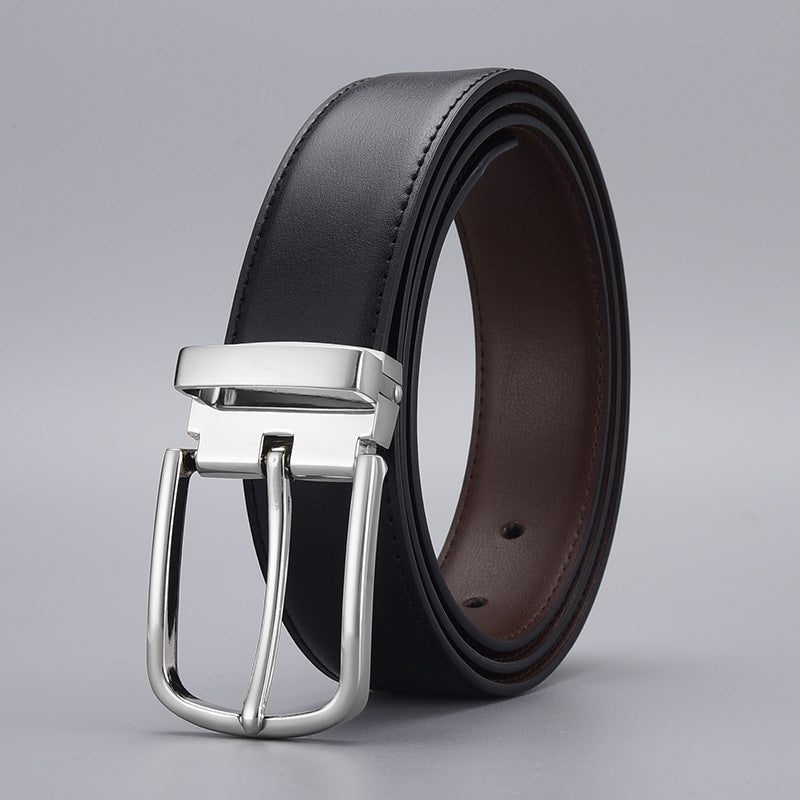 Men's Business Pin Buckle Leather Clipped Button Belts