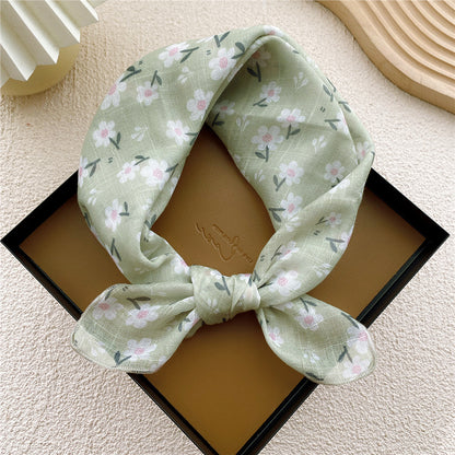 Square Towel Female Autumn Summer Bandana Headband Silk Scarfs