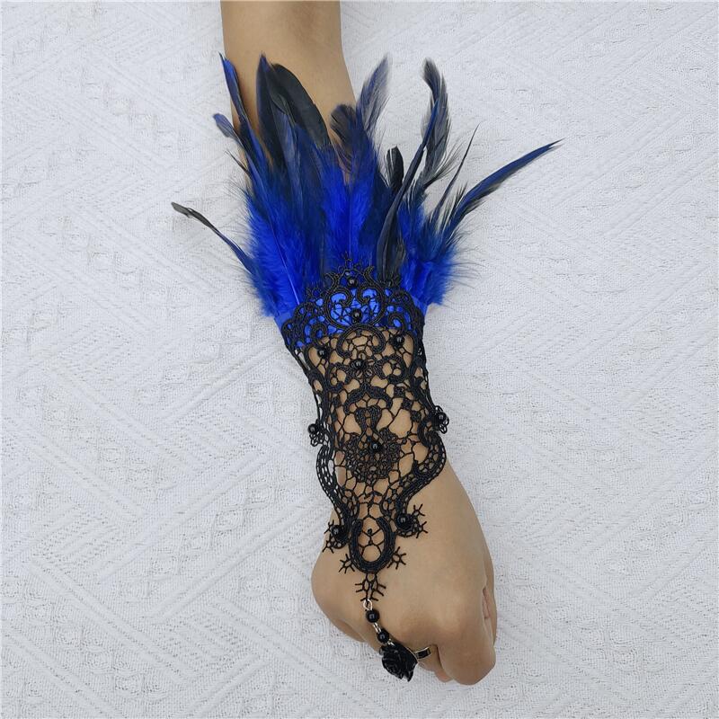 Punk Grace Feather Hook Finger Masquerade Gloves