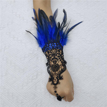 Punk Grace Feather Hook Finger Masquerade Gloves