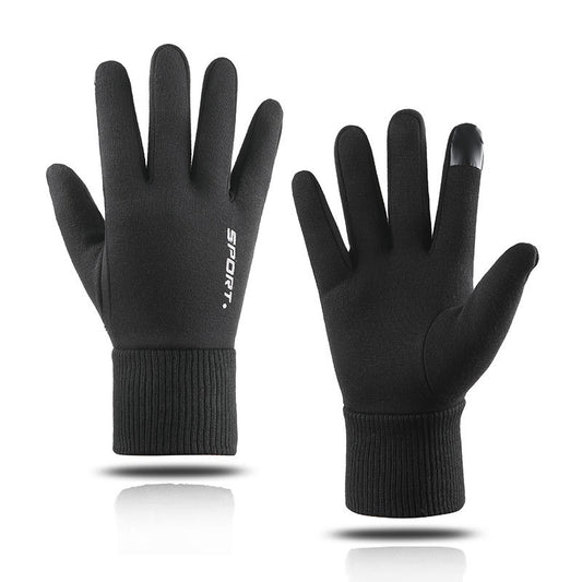 Men's Cycling Touch Screen Fleece-lined Knitting Windproof Gloves