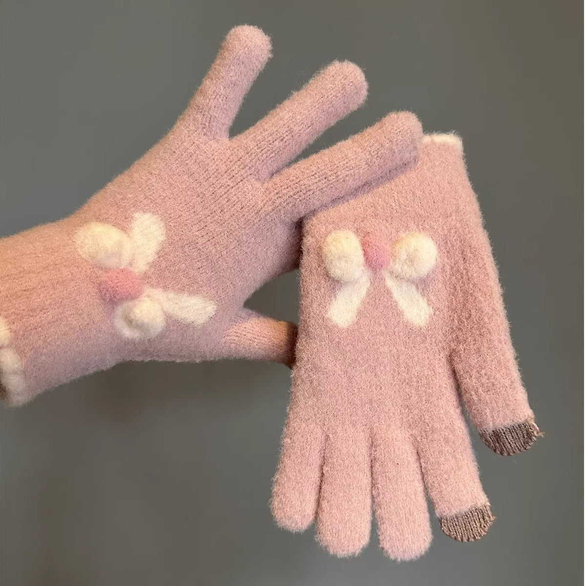 Women's Touch Screen Knitted Wool Keep Warm Five-finger Gloves