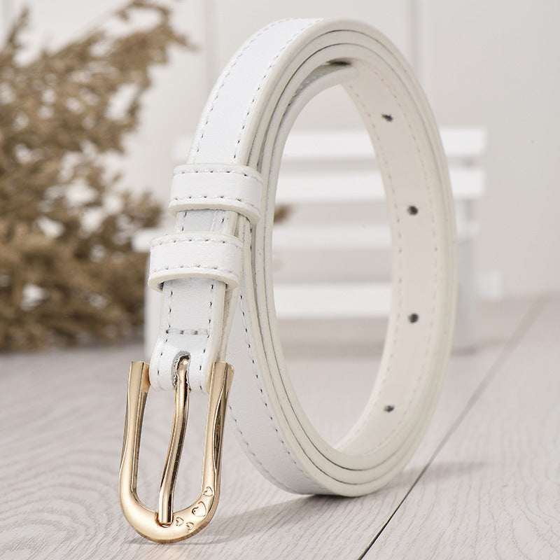 Women's Faux Leather Pin Buckle Korean Style Sweet Thin Belts