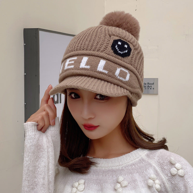 Women's Style Fashion Letter Embroidery Woolen With Brim Plus Hats & Caps