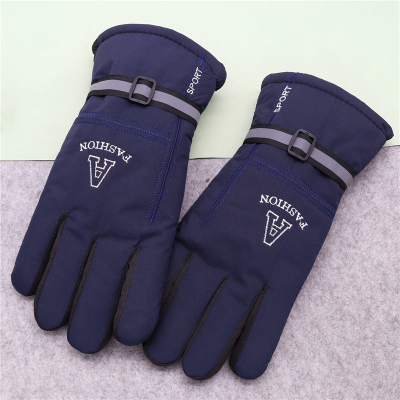 Men's Large Cotton Fleece-lined Thickened Cycling Cold Gloves