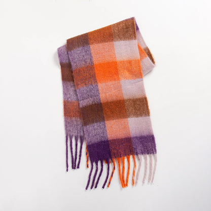 Colorful Plaid Striped Thick Braid Mohair Scarfs