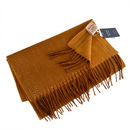 Women's & Men's Wool Double-sided Solid Color Matching Tassel Threading Scarfs