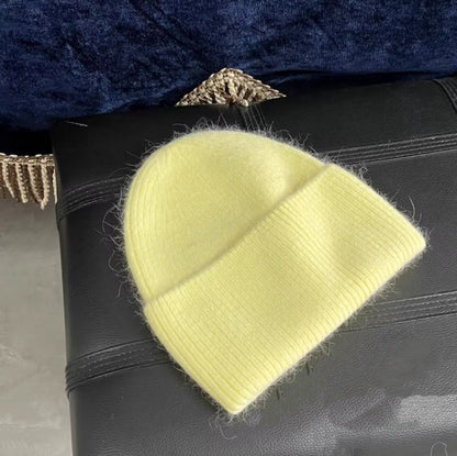 Rabbit Woolen Knit Female Fashionable Face Hats & Caps