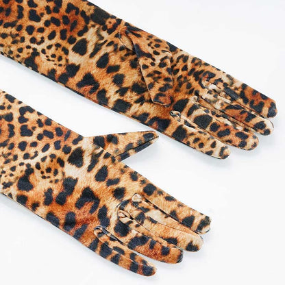 Women's Fashion Leopard Gold Veet For Halloween Gloves