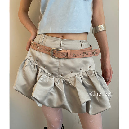 Women's Inlaid Flower Skirt Versatile Korean Style Jeans Belts