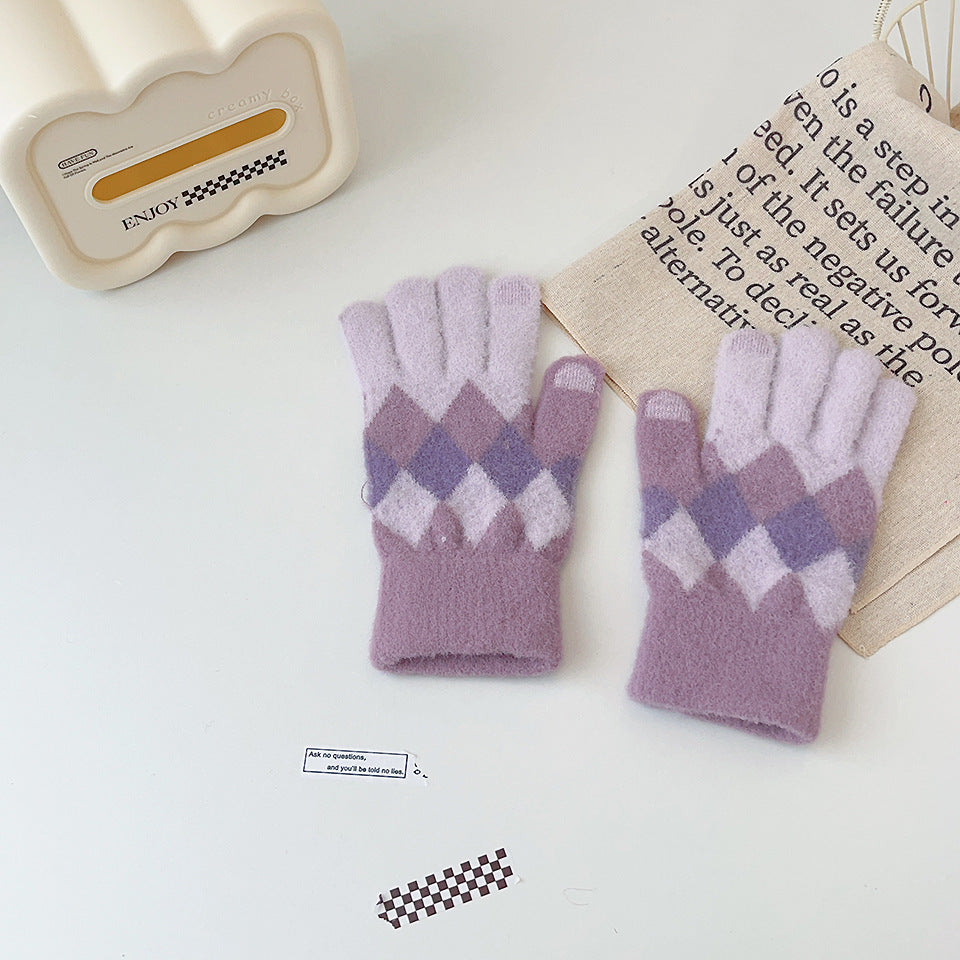 Female Winter Cold Protection Thickening Touch Gloves