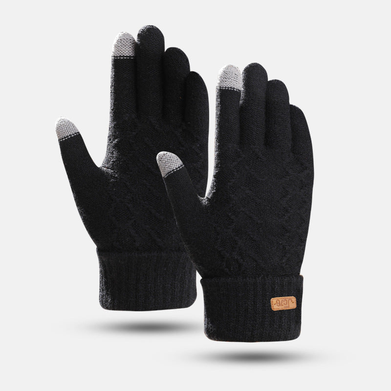 Men's Thickened Thermal Knitting Wool Driving Cycling Gloves