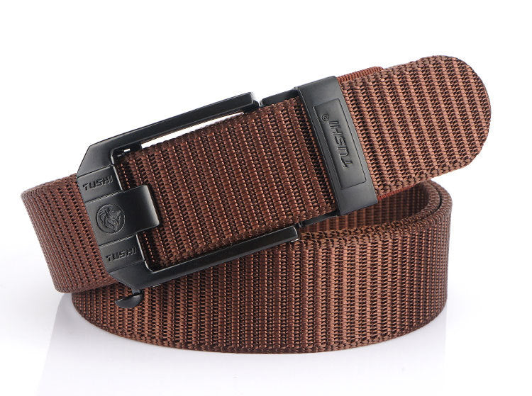 Toothless Automatic Buckle Woven Thick Nylon Canvas Belts