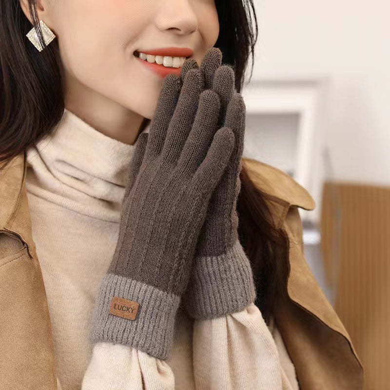 Women's Touch Screen Full Finger Knitted Wool Gloves