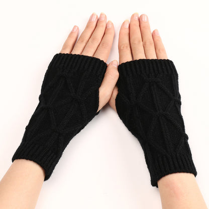 Women's & Men's Rhombus Short Fashion Knitted Wool Keep Gloves