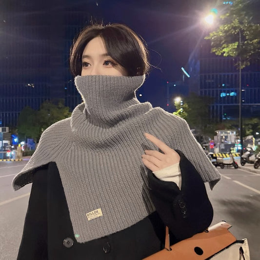 Women's With Turtleneck Shawl Korean Knitted Thermal Scarfs