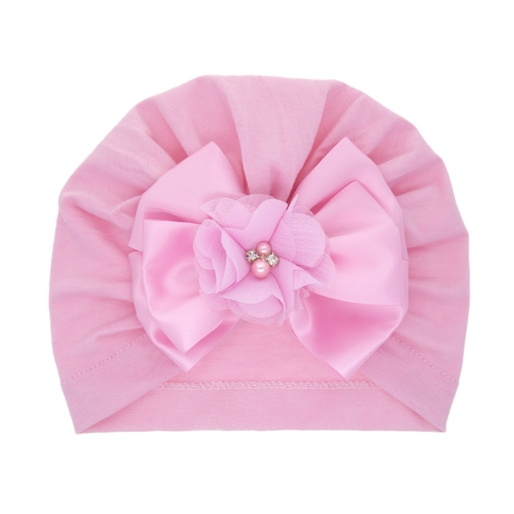 Children's Knitted Hat Solid Color Multilayer Bow Male Female Kids' Headwear