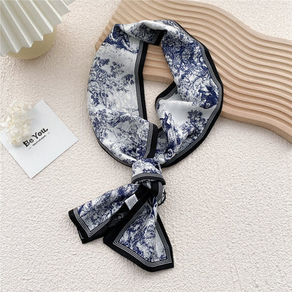 Women's Long Silk Autumn Summer Turtleneck Decorative Scarfs