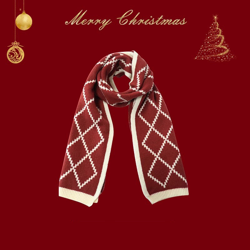 Women's & Men's Winter Warm Christmas Red Advanced Knitted Scarfs