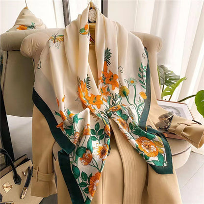 Kerchief Air-conditioned Room Neck Shawl Flower Print Scarfs