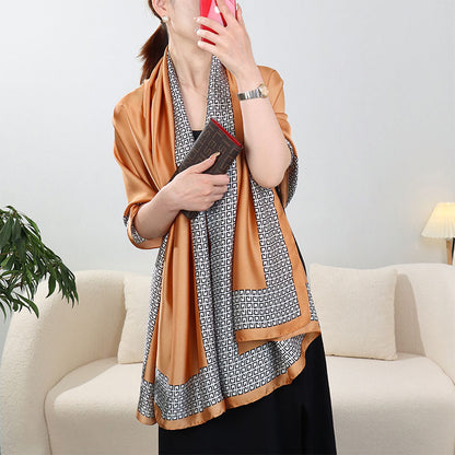 Women's Brocade Satin Fashion Long Four Air Scarfs