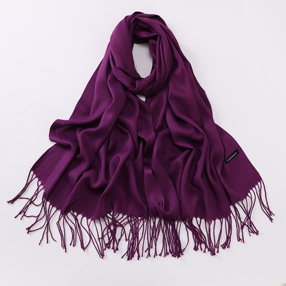 Imitation Cashmere Solid Color Long Warm Scarfs