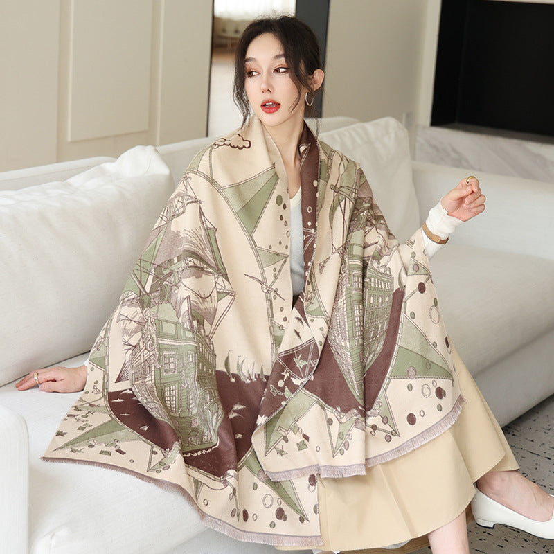 Women's Outer Wear High-grade Shawl Blanket Office Scarfs