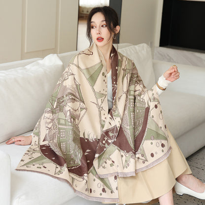 Women's Outer Wear High-grade Shawl Blanket Office Scarfs