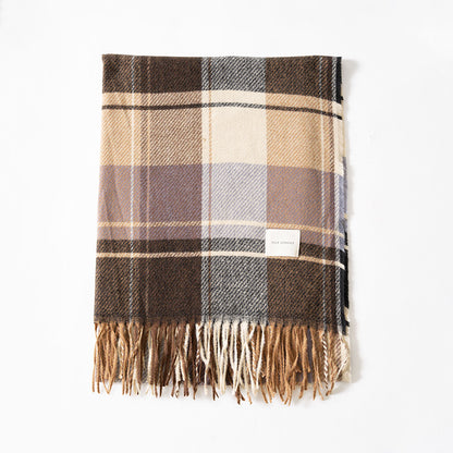 Women's Winter Thick Warm Cashmere Plaid Shawl Scarfs