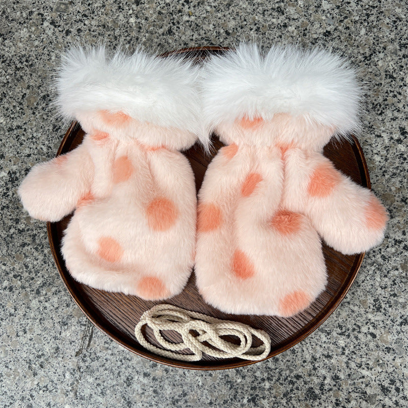 Imitation Rabbit Fur Mittens Plush Warm Gloves