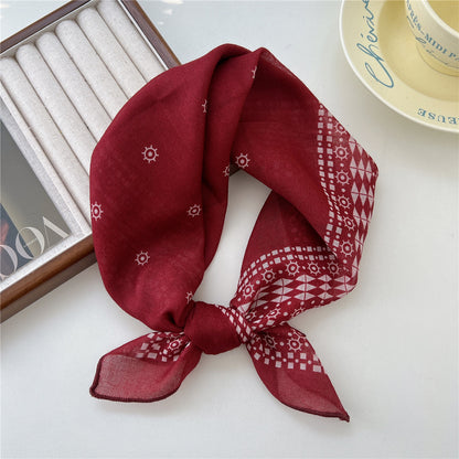 Women's Linen Small Square Towel Neck Decorative Scarfs