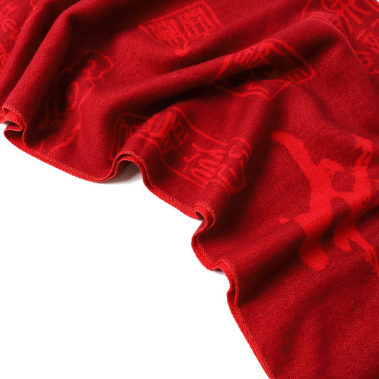 Red For Embroidery Printing Opening Event Scarfs