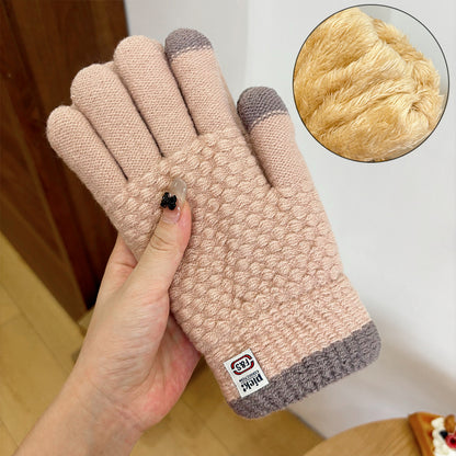 Women's Wool Winter Double Layer Warm Veet Padded Gloves