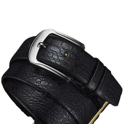 Men's Crocodile Pattern For Alloy Pin Buckle Cowhide Belts