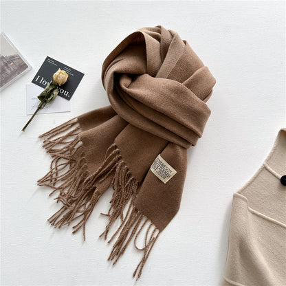 Women's Double-sided Artificial Cashmere Shawl Korean Simple Scarfs