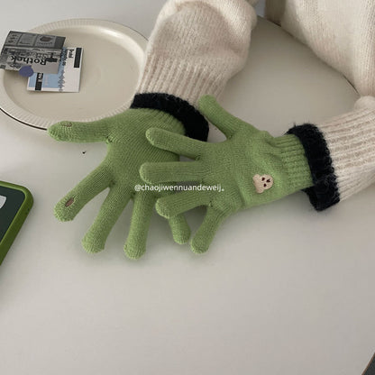 Cute Bear Five Finger Knitted Touch Screen Keep Gloves