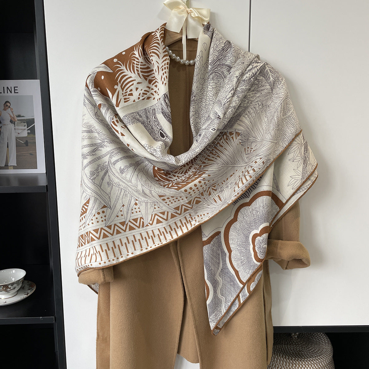 Women's Wool Jungle Silk Cashmere Shawl Warm Scarfs