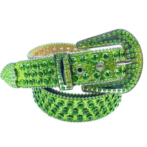 Women's & Men's Fashion Punk Rock Rivet Rhinestone Inlaid Wide Belts