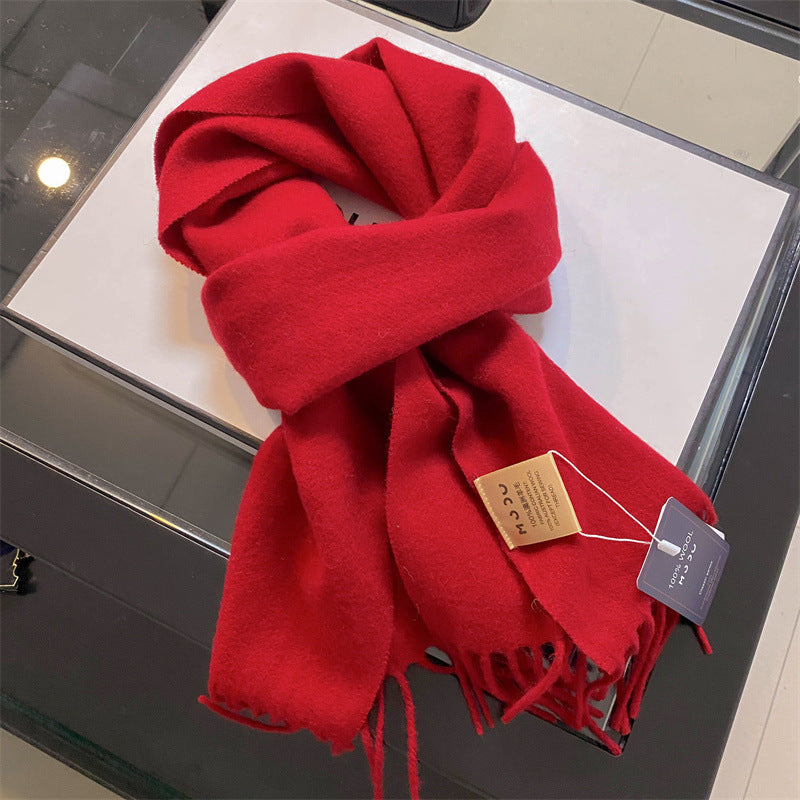 Wool Clip Flower Solid Color Female Winter Scarfs