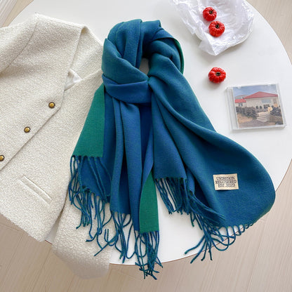 Women's Korean Double-sided Artificial Cashmere Pure Color Warm Scarfs