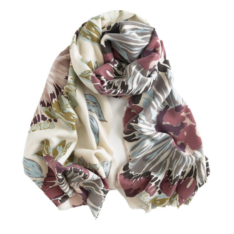 Women's Printed Winter Artificial Cashmere Artistic Retro Scarfs