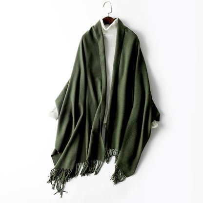 Women's Korean Solid Color Long Thickened Wool Scarfs