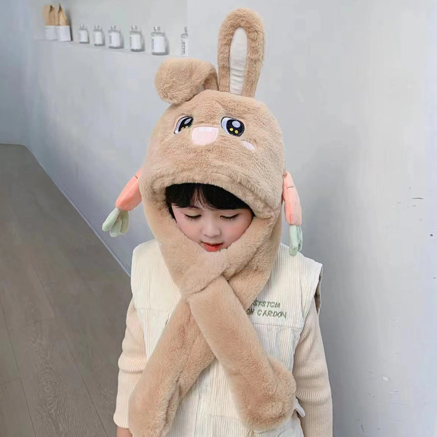 Children's Ears Moving Plush Bonnet One-piece Will Kids' Headwear