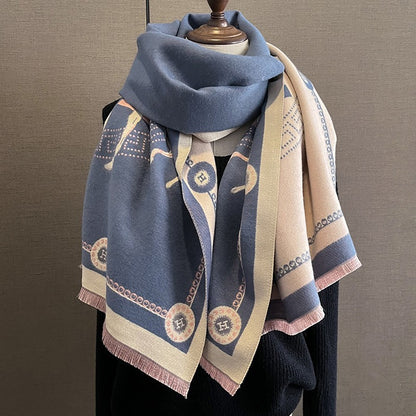 Women's Artificial Cashmere Korean Printed Elegant Warm Scarfs