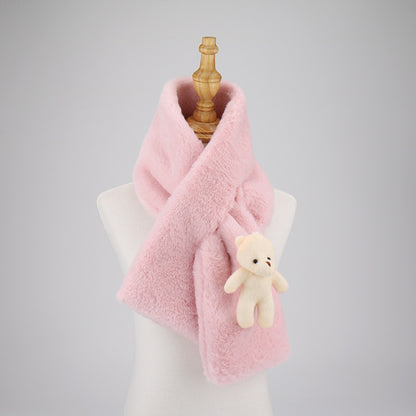 Women's Pearl Imitate Rex Rabbit Fur Plush Cross Thickened Scarfs