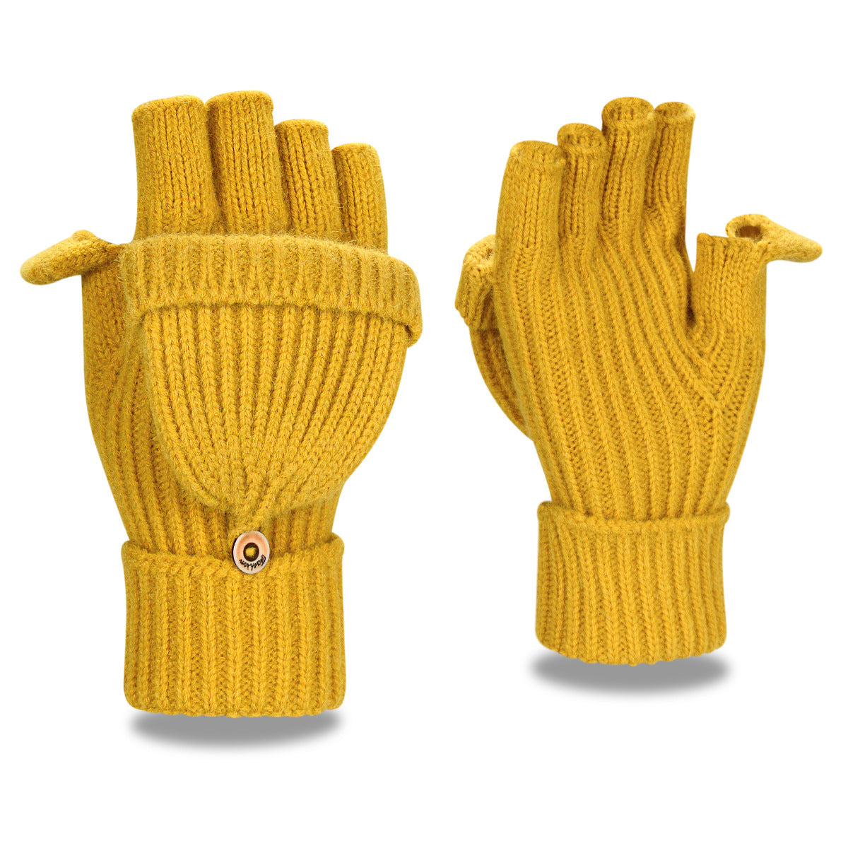 Women's & Men's Winter Half Finger Flip Knitted Thickened Warm Wool Gloves