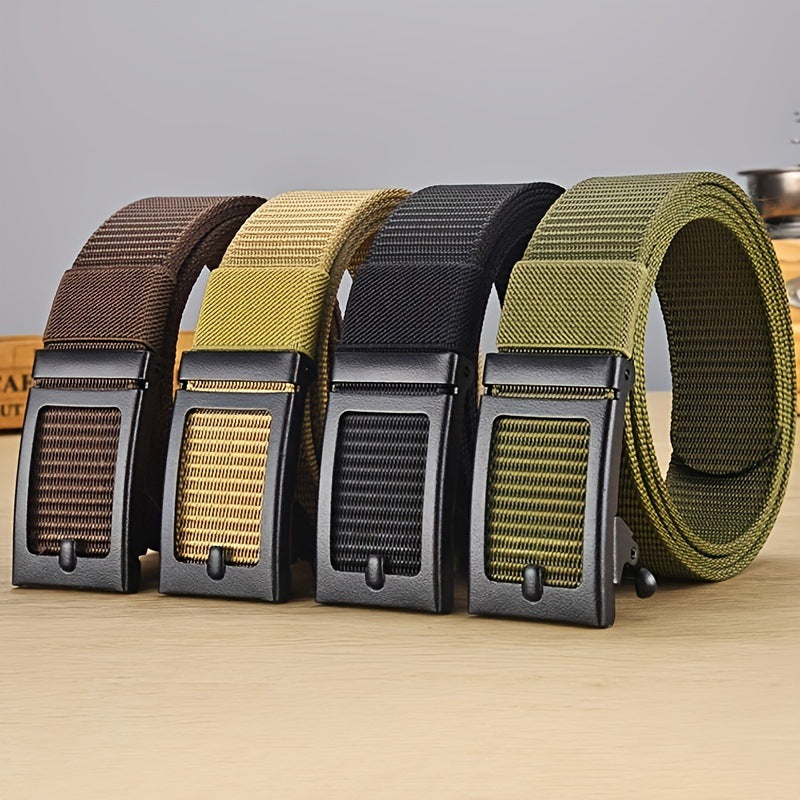 Men's Iron Automatic Buckle Nylon Waistband Outdoor Belts