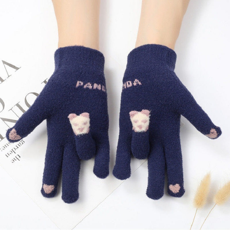 Plush Winter Cycling Knitted Cute Touch Gloves